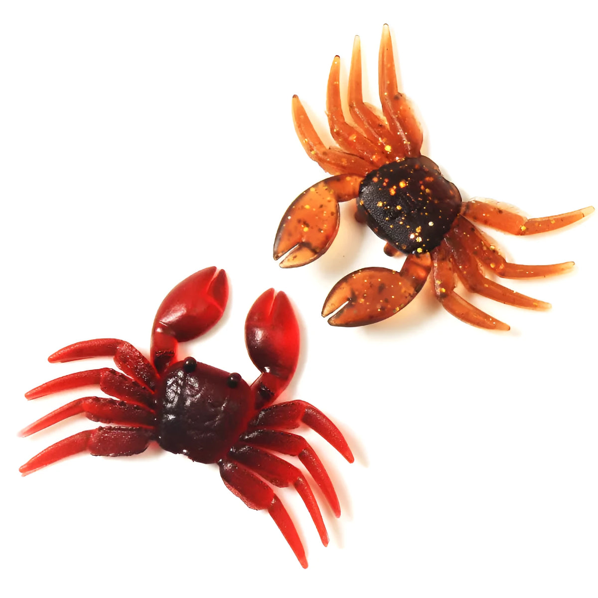 8cm PVC artificial crab fishing lure in red and brown colour variations