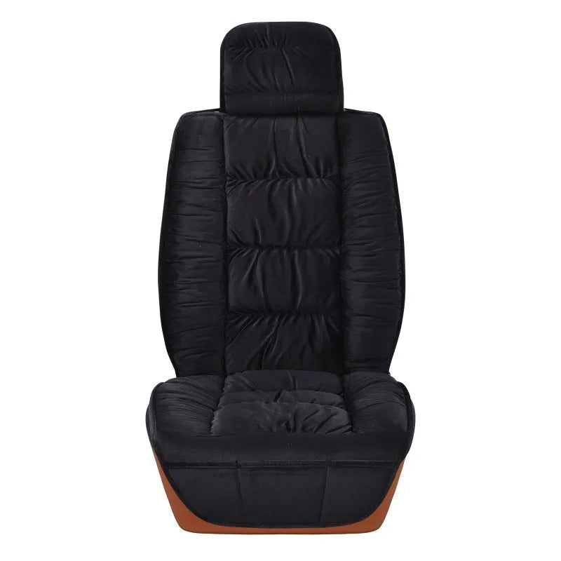 Winter car seat cushion with plush polyester surface available in five colours including black, beige and grey