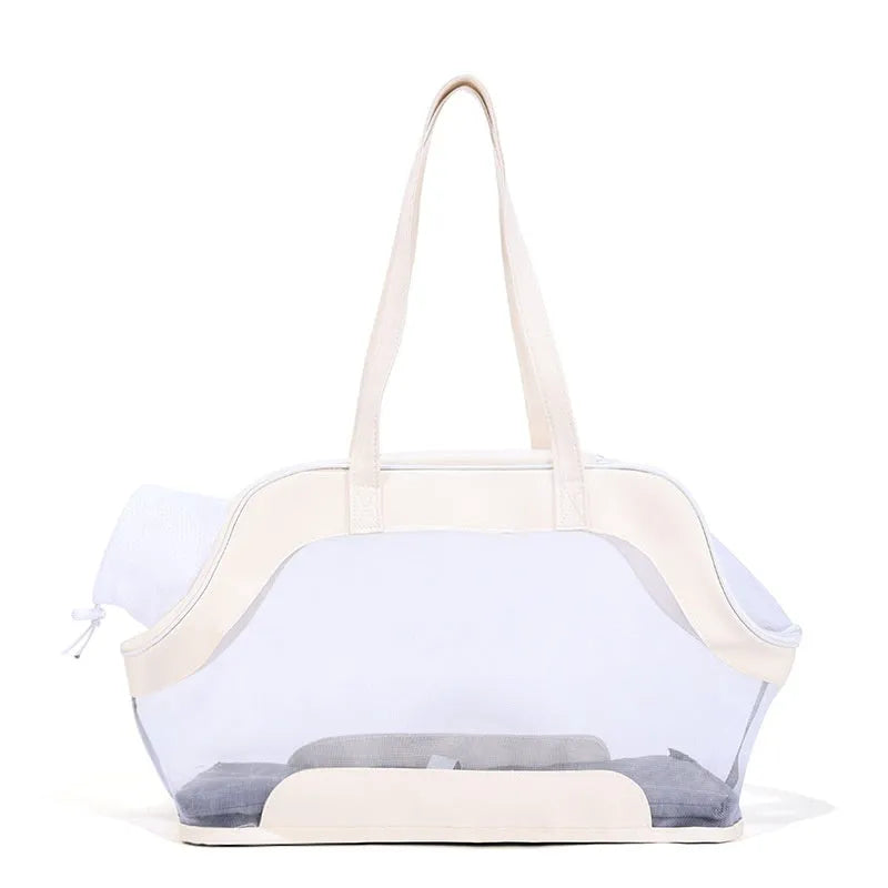 Moorpet leather cat outing carry bag in solid colour with 25L capacity.
