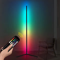 Black RGB atmosphere floor lamp with silicone shade and aluminum alloy body featuring music sync LED lighting