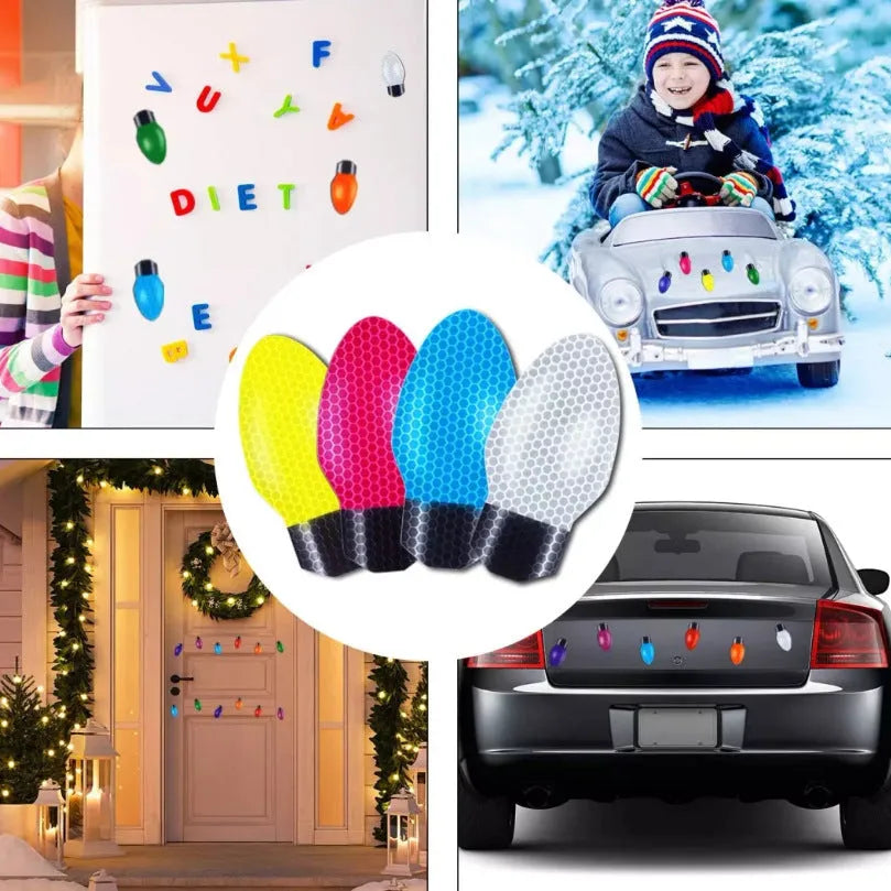 Christmas magnetic light bulb reflective paste set with 24 bulbs and 12 wires for metal surfaces