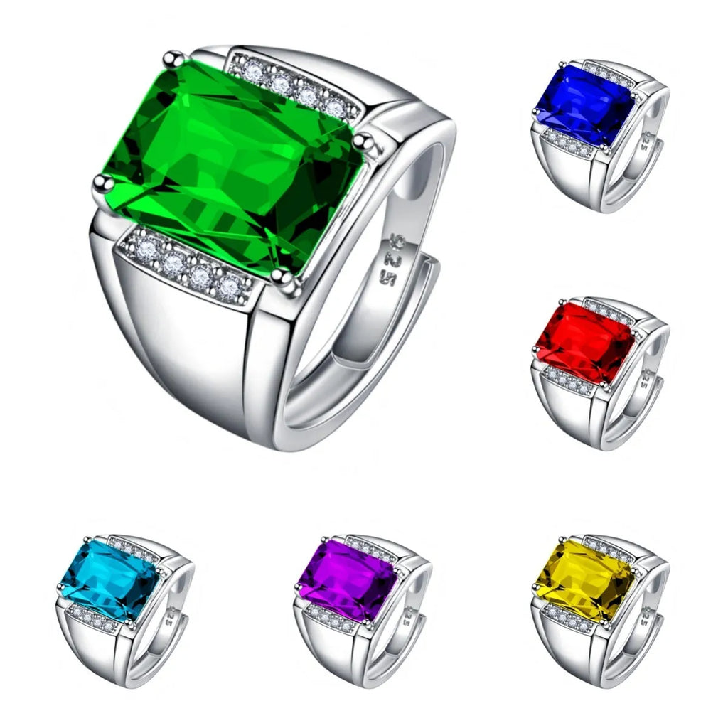 Adjustable opening geometric copper ring with coloured amethyst gemstone in Brazilian style