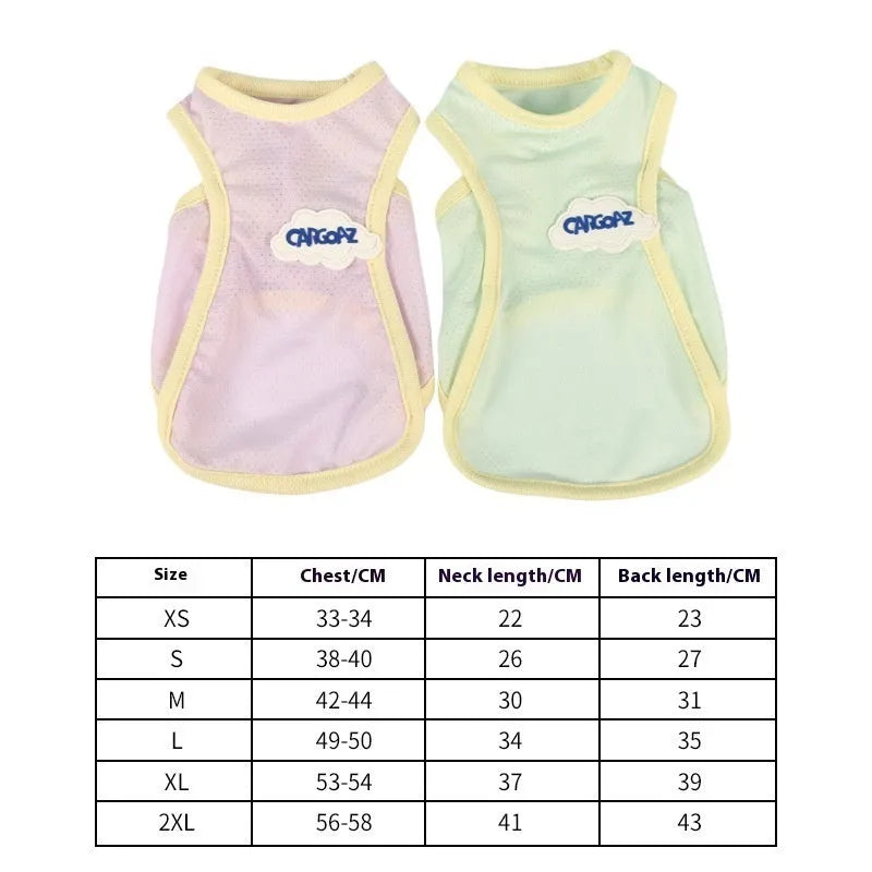 Grass green polyester cat vest with anti-lint properties for summer wear