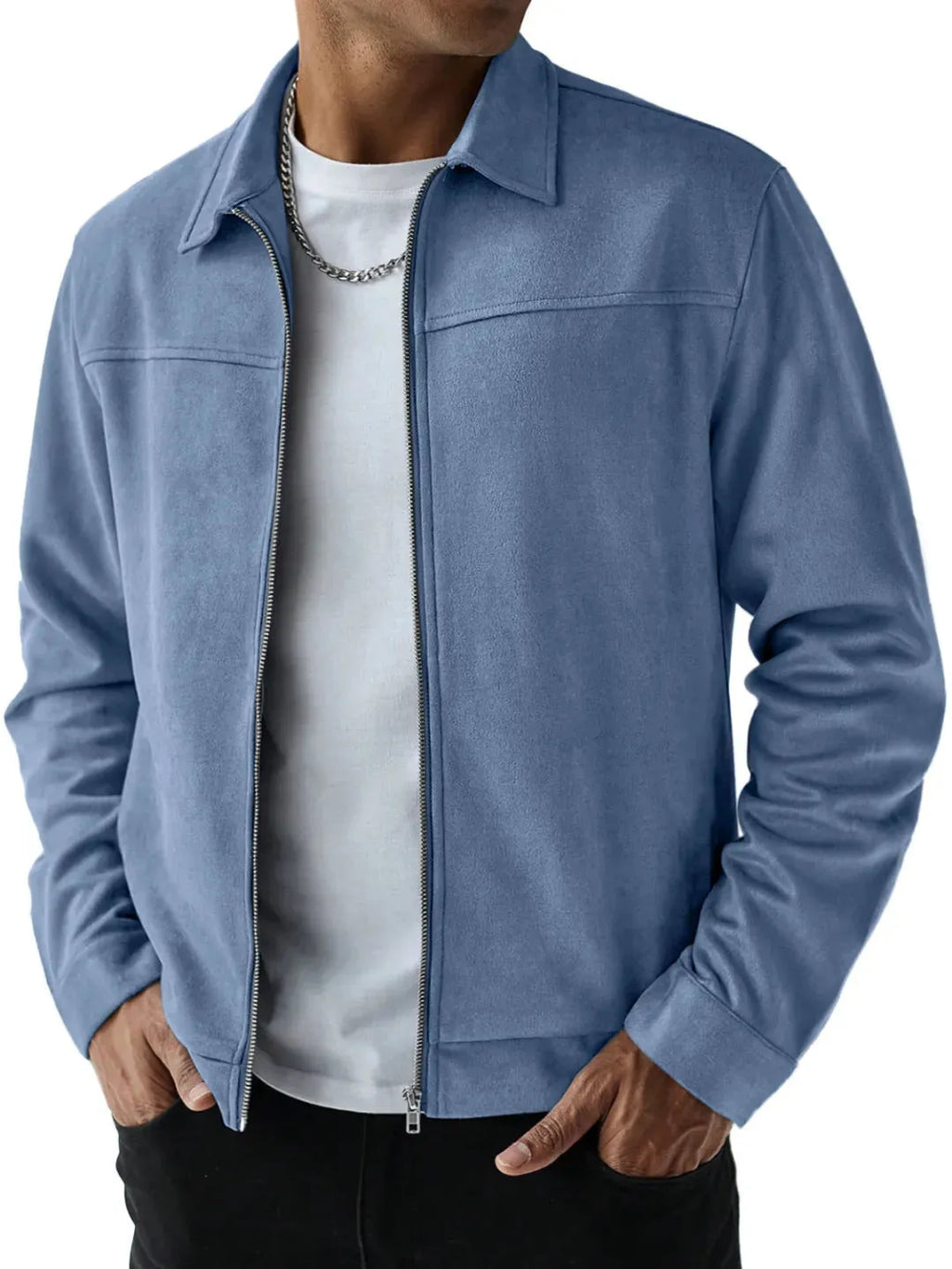 Men's slim fit long sleeve light business jacket with polyester lining, shown in one of ten colours and sizes S to 5XL