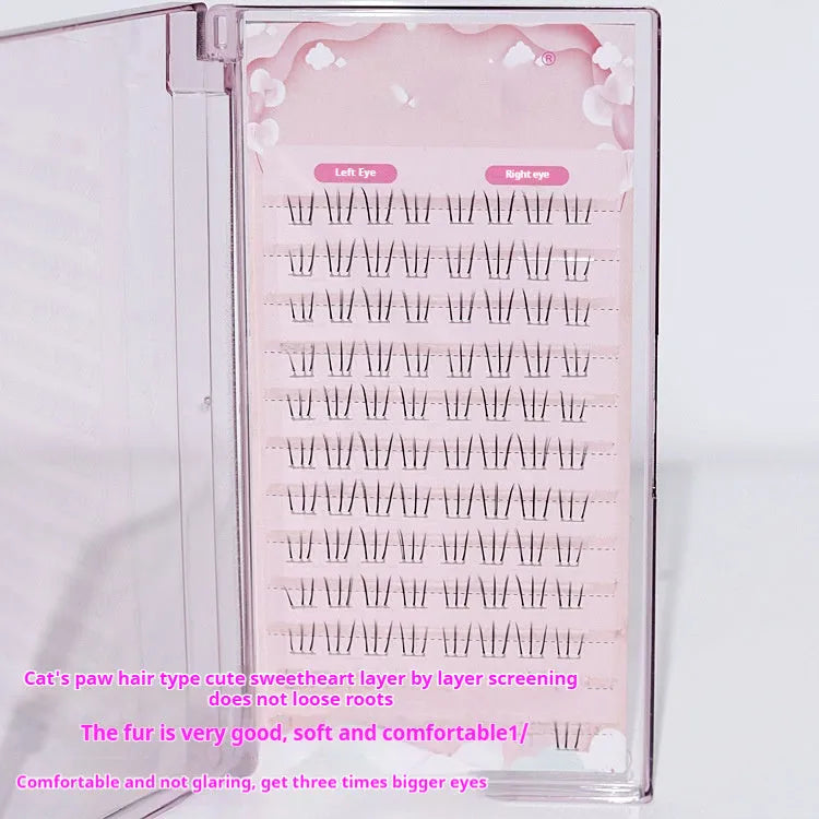 Kitten's paw lower eyelashes with segmented sheer root in natural 4-5-6mm lengths