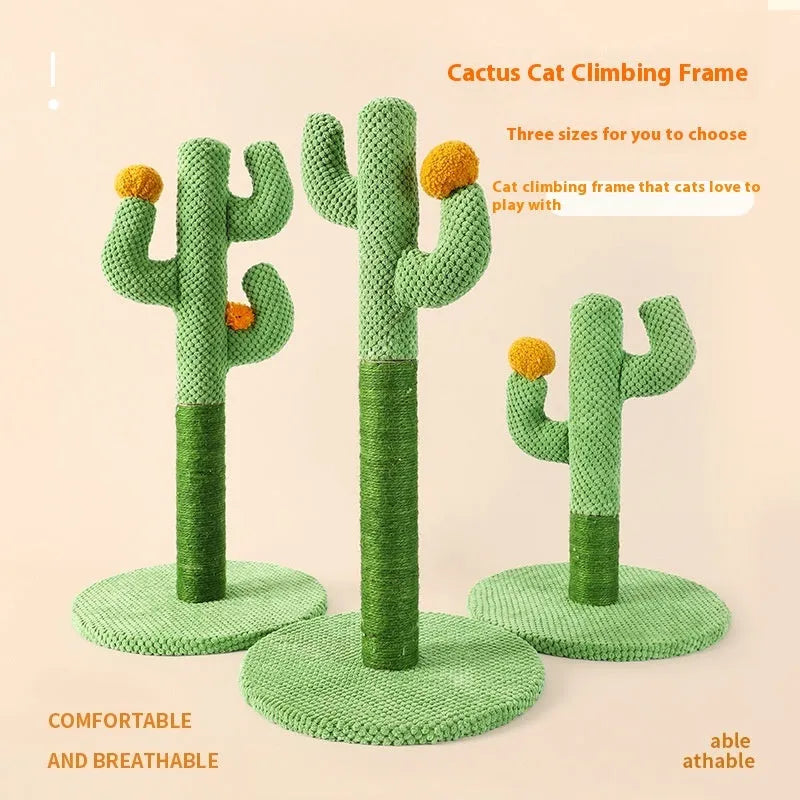 Masson Cactus-shaped cat scratching post and flat coconut tree scratch board on a neutral background.