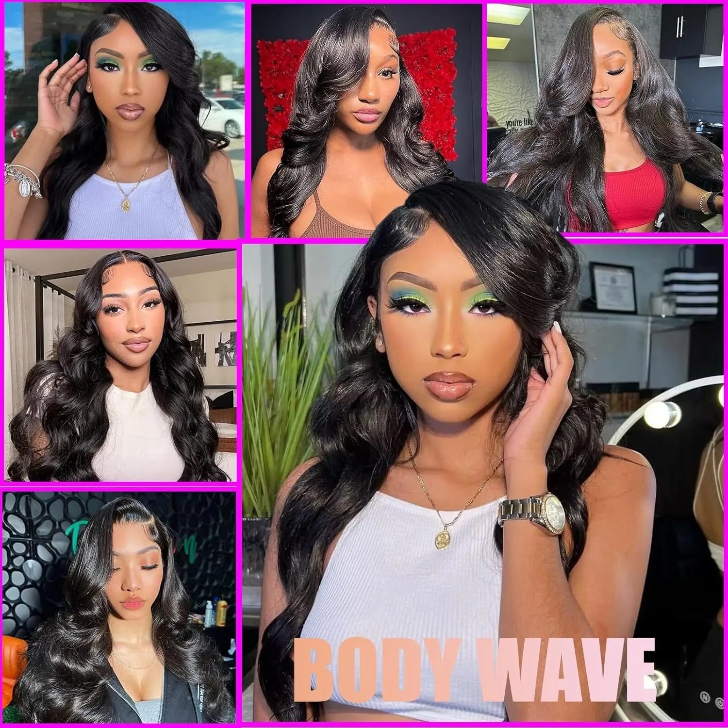 Black synthetic wig with medium large curly waves and lace mesh construction