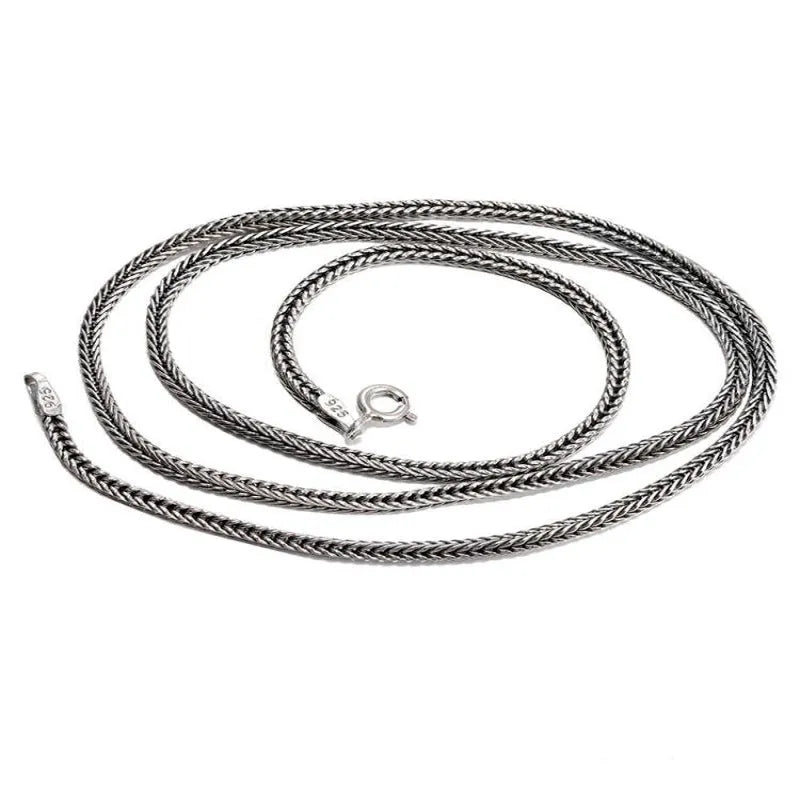 Men's 925 sterling silver distressed dragon bone necklace on 45cm chain, silver colour
