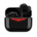 True wireless gaming earbuds in black, pink, white, and grey colours with charging case.