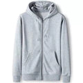 Men's autumn winter sweater hoodie cardigan in solid colour loose fit with top stitching pockets