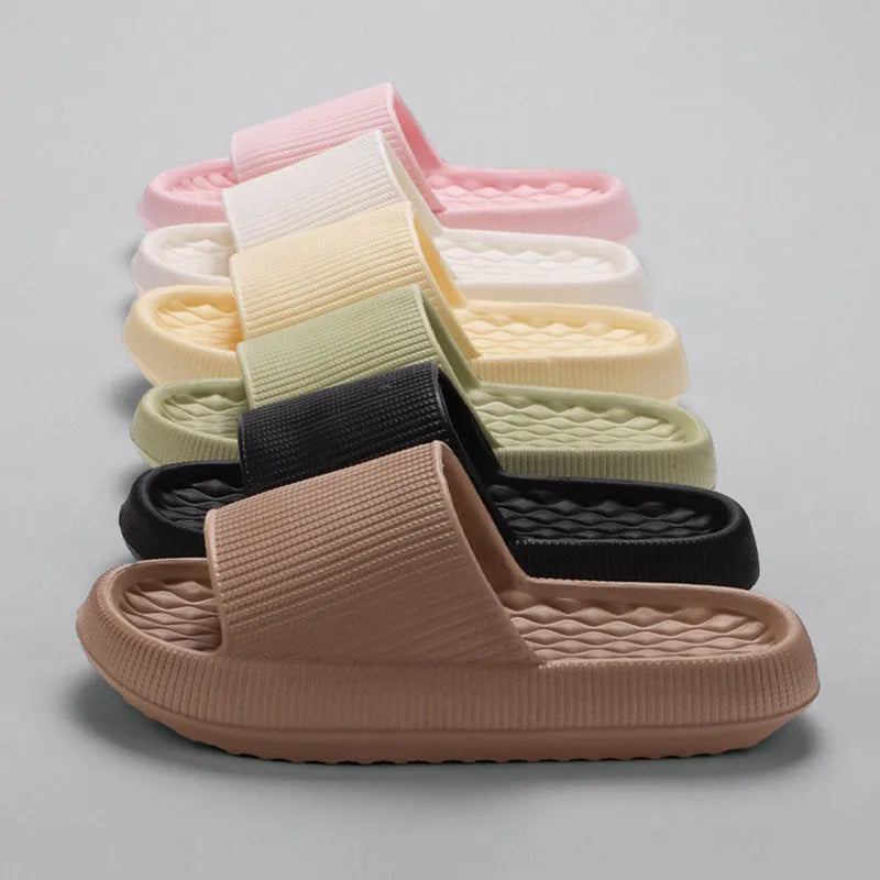 Summer EVA slippers solid colour rhombus stripe anti-slip new women's home shoes