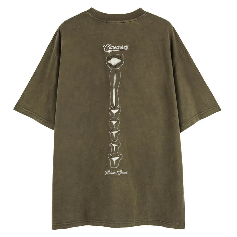 Skull pattern printed cotton t-shirt in loose fit with drop shoulder sleeves