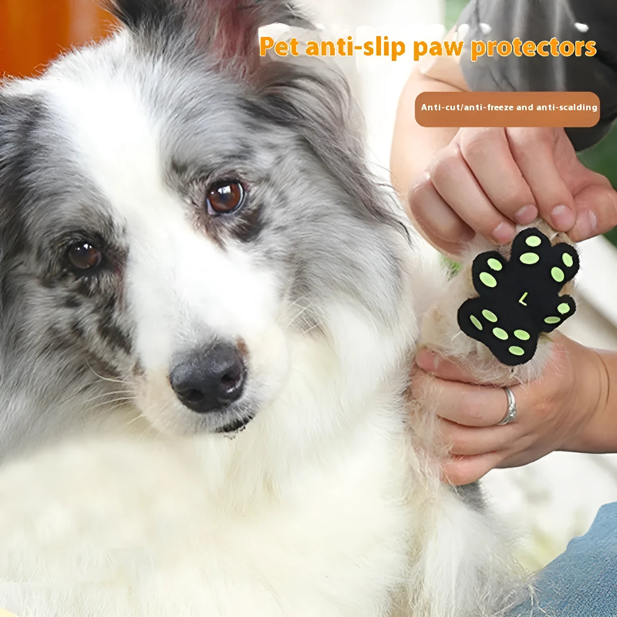 Dog claw protection pads made from silicone cloth in S and M sizes, 8 pieces per pack