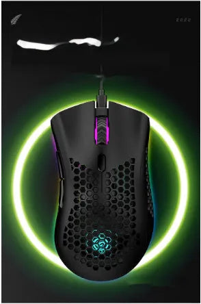 Hollow shell luminous wireless mouse with receiver in cyan colour