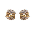 Super-flashing rhinestone ear studs with thick real gold plating on copper in a geometric ring style
