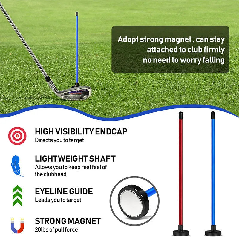 Magnetic baseball bar golf alignment trainer in aluminium alloy with blue and red colour options