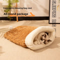 Blue rabbit pattern flannel cat sleeping bag nest measuring 50 by 40 centimetres.