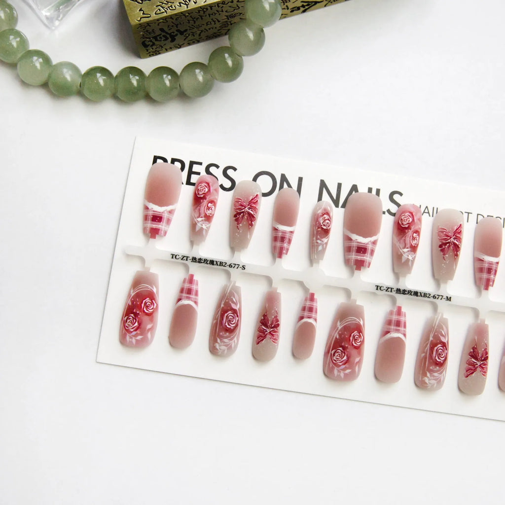 Retro French ballet nail stickers Love Rose colour ultra-thin seamless set 40 pieces