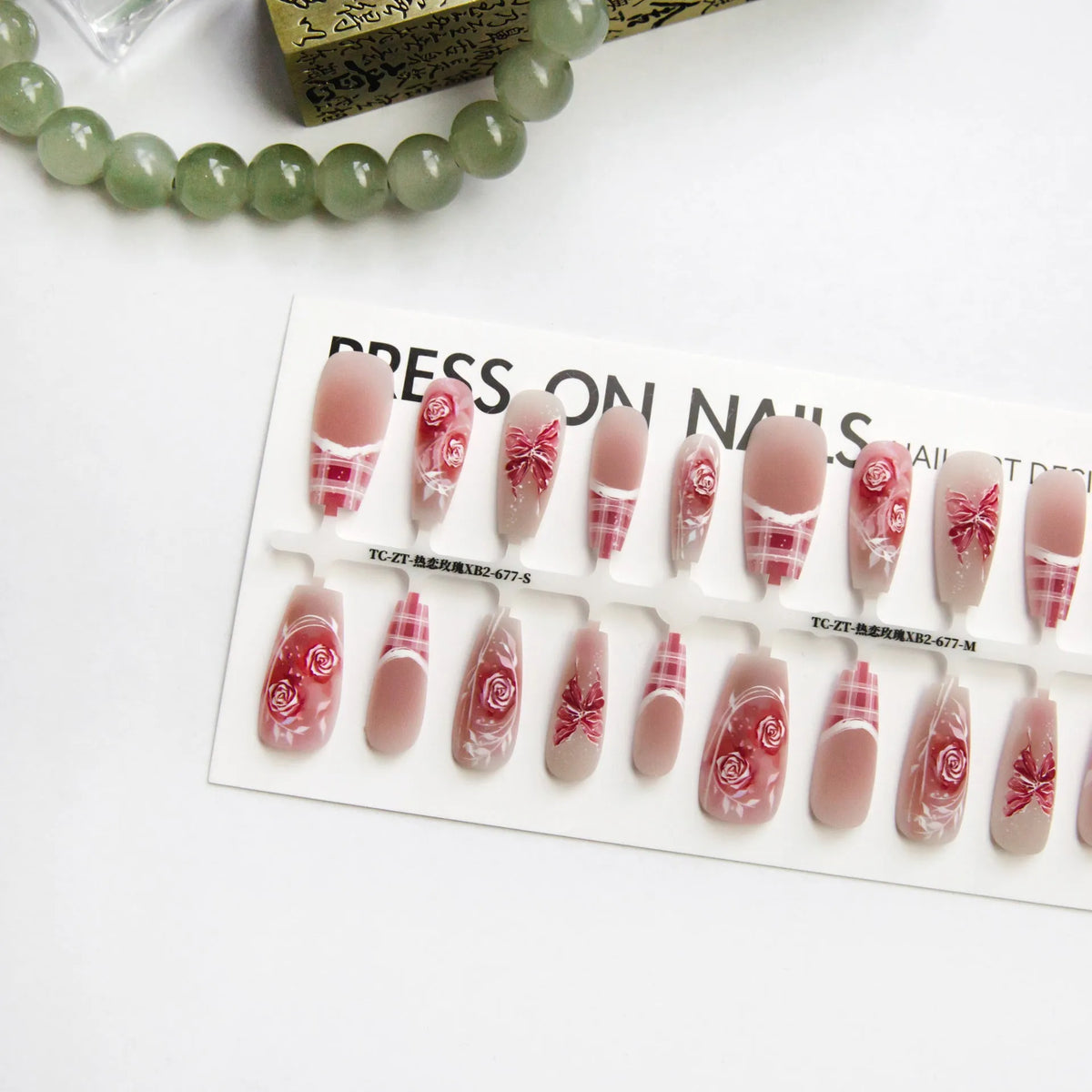 Retro French ballet nail stickers Love Rose colour ultra-thin seamless set 40 pieces