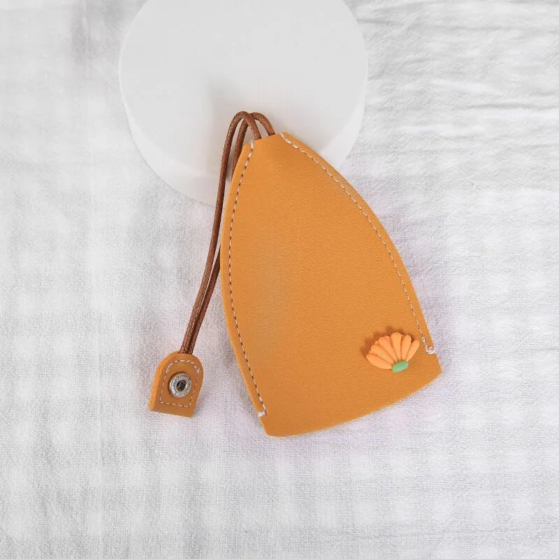 Cartoon pull-out car key case in PU leather with various design options including cactus, rabbit, and fruit themes