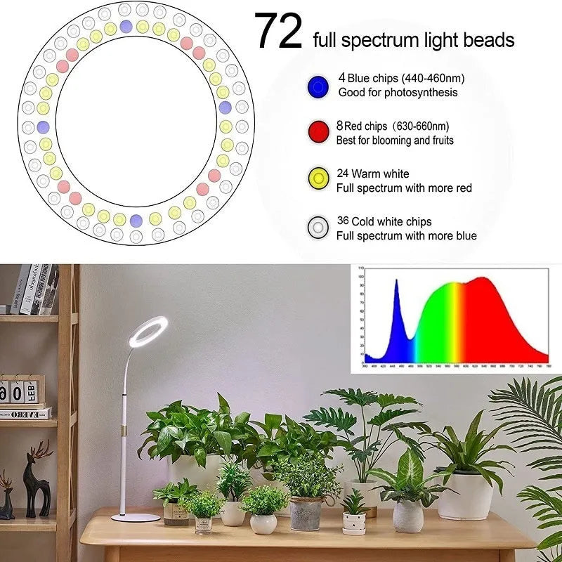 6-inch angel ring retractable floor plant grow light with aluminium alloy stand extended to 160cm height