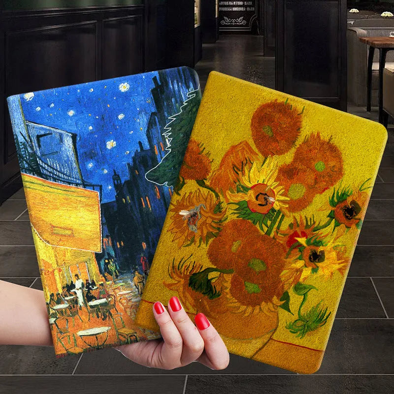 Handmade liquid silicone flip case for iPad 8th Generation in a floral design colour.