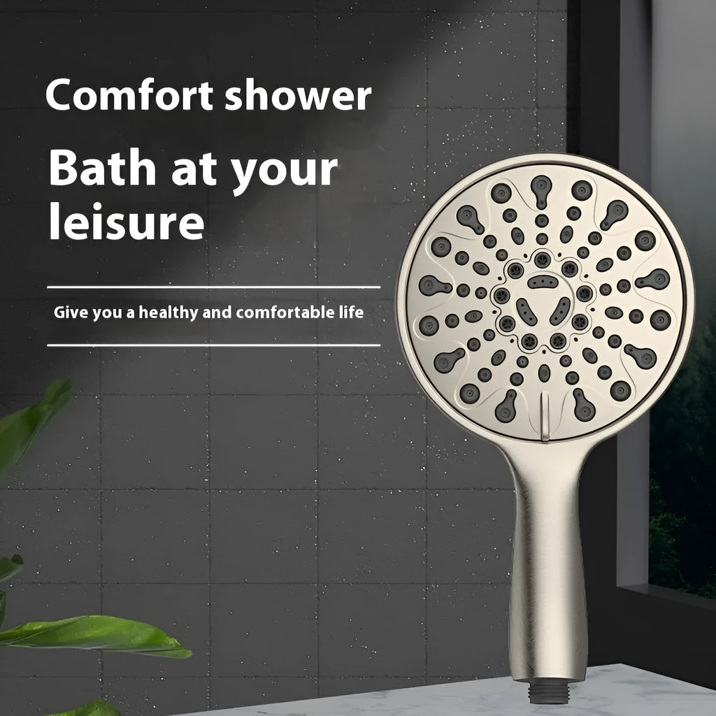 6-inch handheld shower head with six spray functions including massage, bubble and rain modes