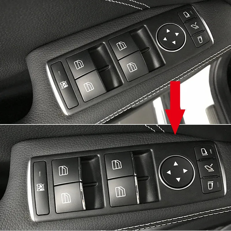 Black glitter decorative sticker for car window lift button made from durable ABS plastic material