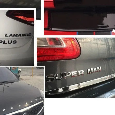 3D metal car bumper stickers showing individual English letters in zinc alloy construction