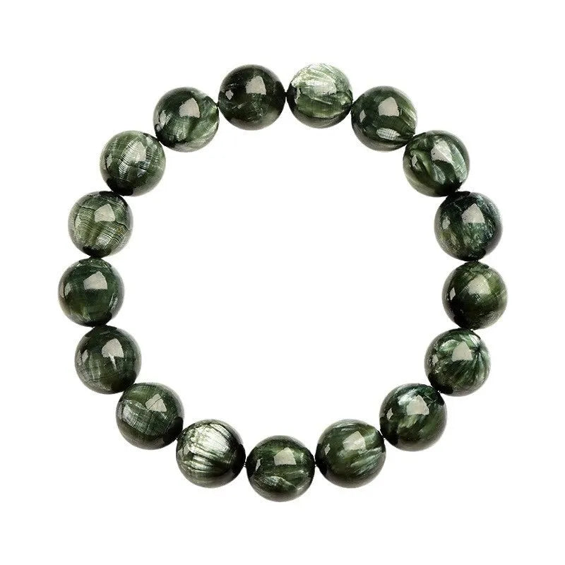Green dragon crystal bracelet with 8-9mm geometry beads and ruyi design elements