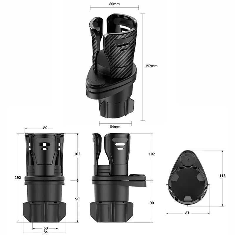 Car cup holder modification in carbon fibre or matte finish made from ABS plastic