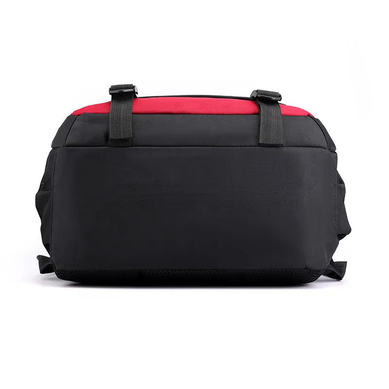 Nylon backpack in four colours with airpillow straps and contrast stitching.