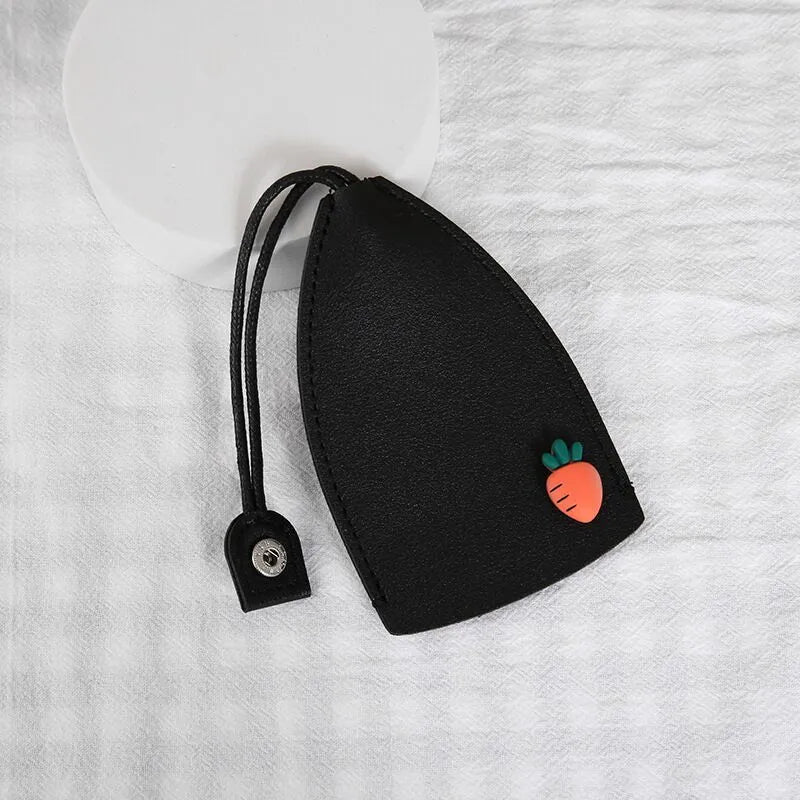 Cartoon pull-out car key case in PU leather with various design options including cactus, rabbit, and fruit themes
