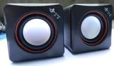 Black small square 2.0 computer speaker with USB cable for desktop audio