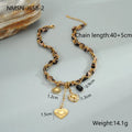 Leopard Love stainless steel necklace with geometric pendant on 18K gold electroplated chain