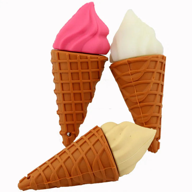 Mini ice cream shaped USB flash drive on a white background.
