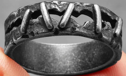 Stainless steel double ring with dark punk stitching design in various sizes