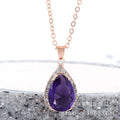 Women's geometric drop shape alloy necklace with rhinestone accents in rose gold pink colour