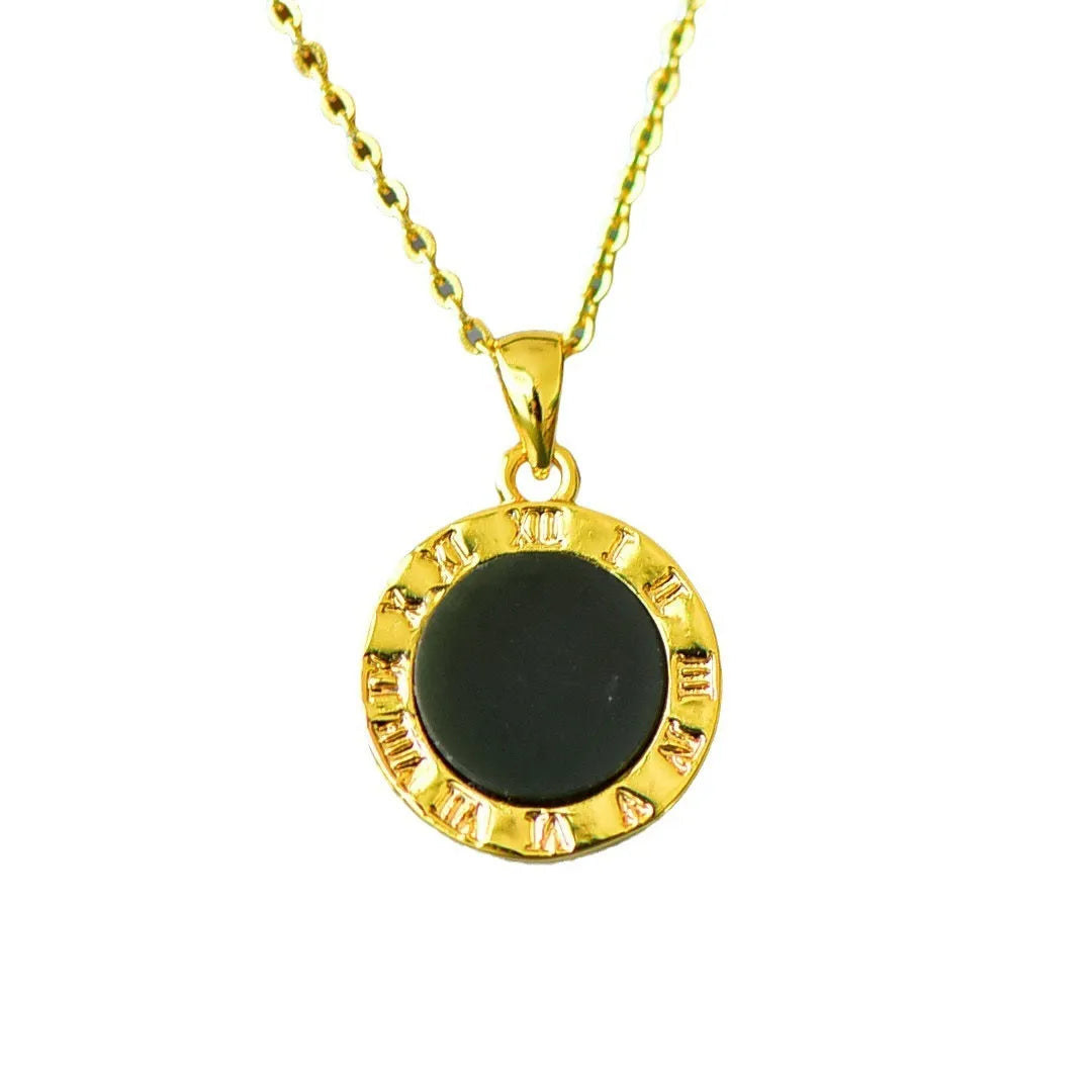 Copper inlaid natural Hetian grey jade pendant with ink blue accents on necklace