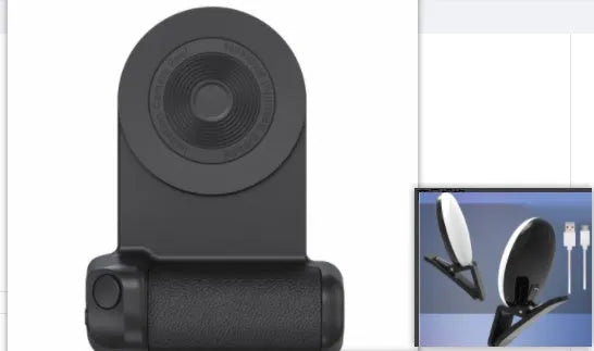 Black magnetic phone camera bracket with ergonomic PU leather handle on table