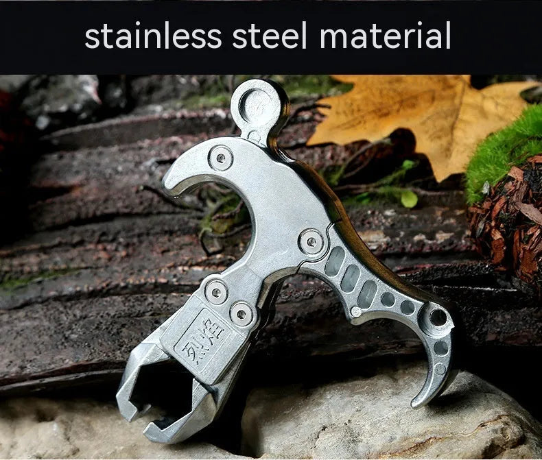 Zinc alloy archery release aid component with a two-axis harpoon clip isolated on a white background.