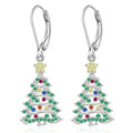 Christmas tree pendant earrings in white gold colour finish E4318 for women