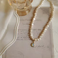 French Court vintage pearl necklace with geometric pendant on adjustable 21-50cm chain