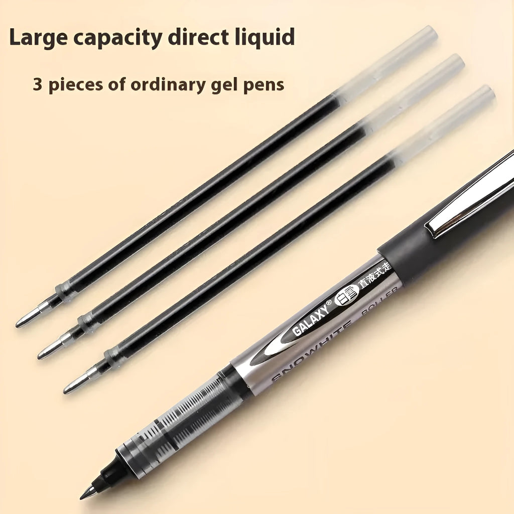0.5mm signature pen with quick-drying water-based ink in plastic shell, available in four colour options