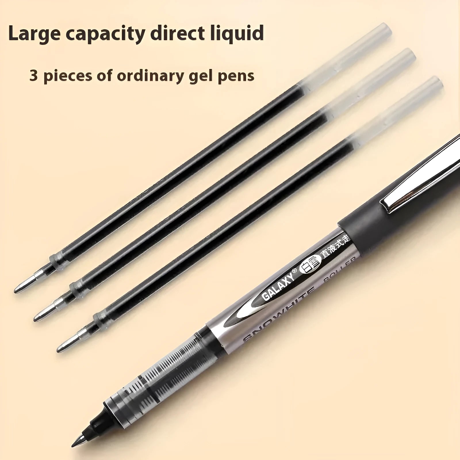 0.5mm signature pen with quick-drying water-based ink in plastic shell, available in four colour options