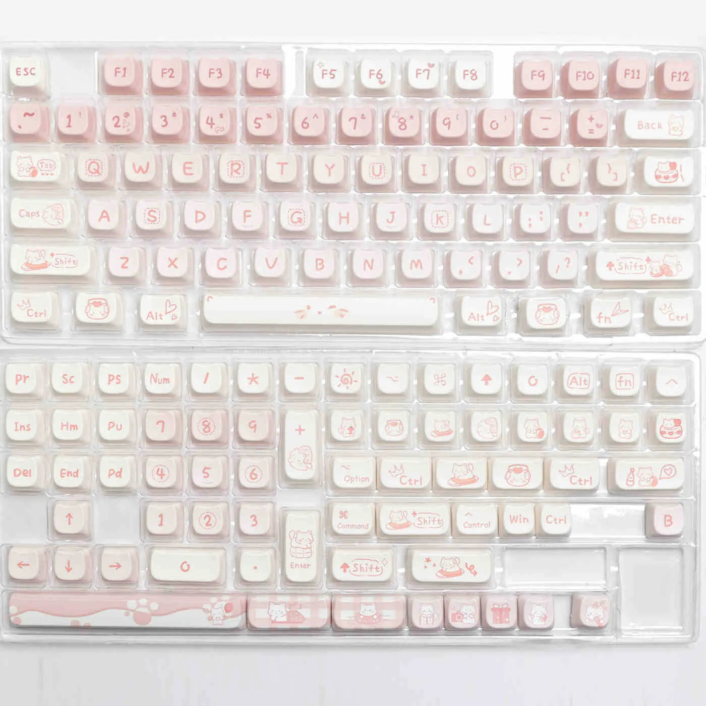 Full set of PBT sublimation keycaps for mechanical keyboards arranged in rows