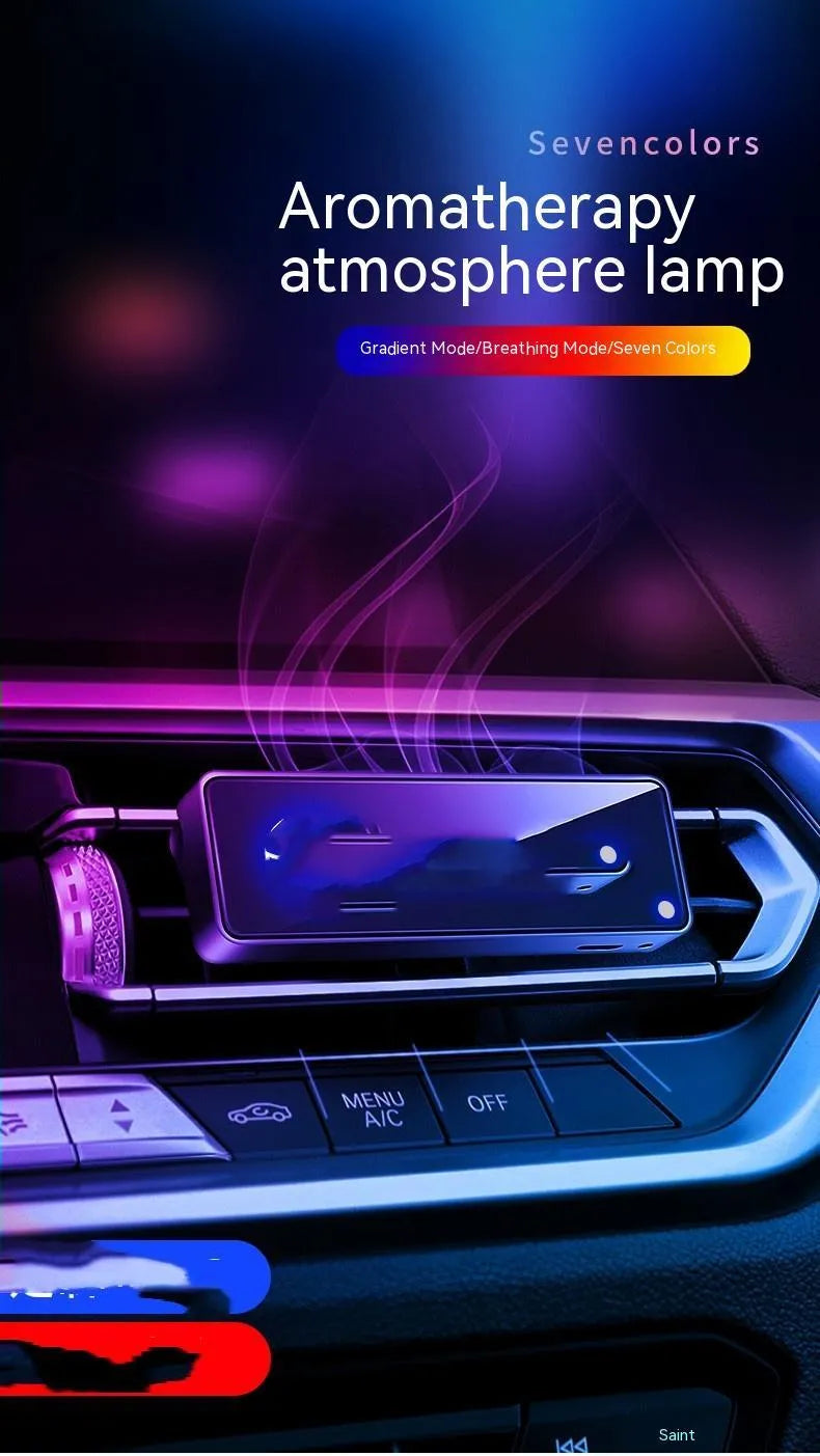 Black car air freshener and LED ambience light unit for vehicle vent mounting