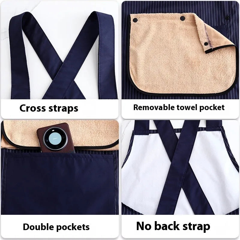 Polyester composite waterproof kitchen apron with free-size fit