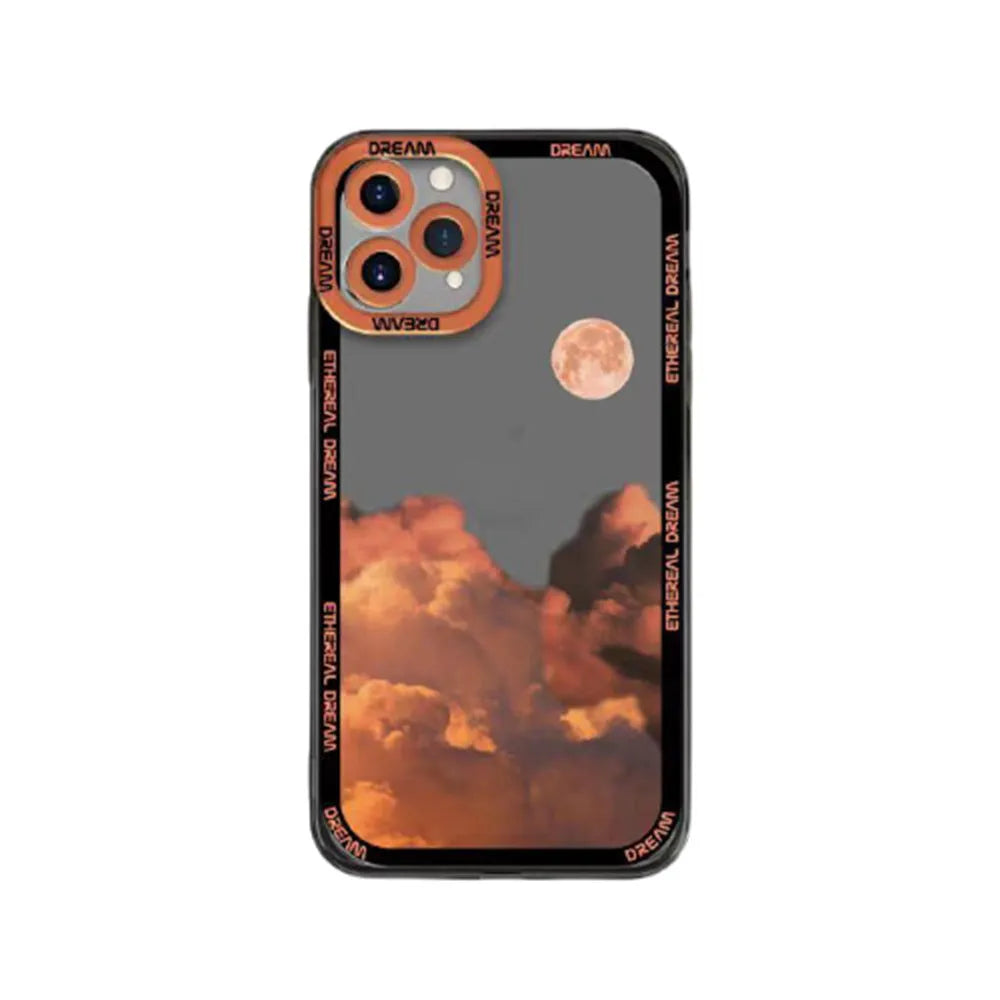 Sunset clouds TPU phone case back cover for iPhone 11, 12, 13, XR, XS, X, 7, 8 Plus in orange pink blue