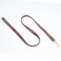 Black PU leather pet traction belt with chain ring connection for dog walking